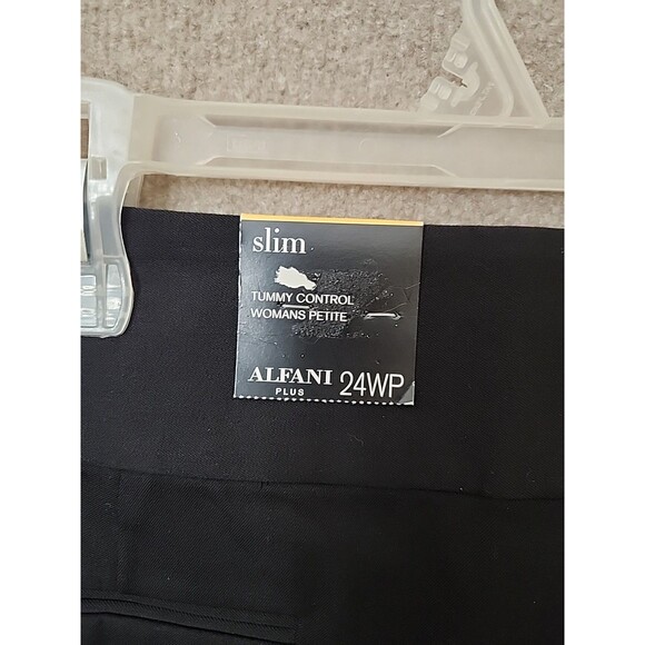 Alfani Tummy-Control Slim Dress Pants Womens 24W Petite Black Stretch Career NEW - Picture 5 of 8